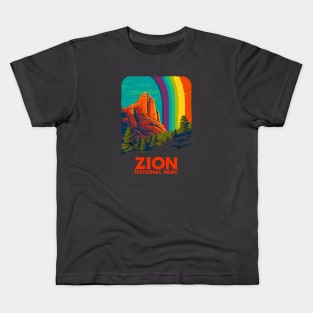 Gay Zion National Park Rainbow Hiking Tee - Unisex Zion Utah Shirt - LGBTQ+ Pride Camping Tee Kids T-Shirt